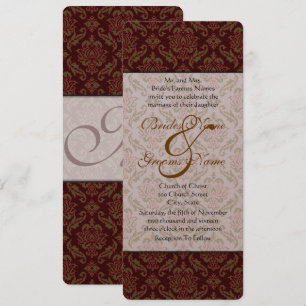 Brown Damask Wedding Invitation