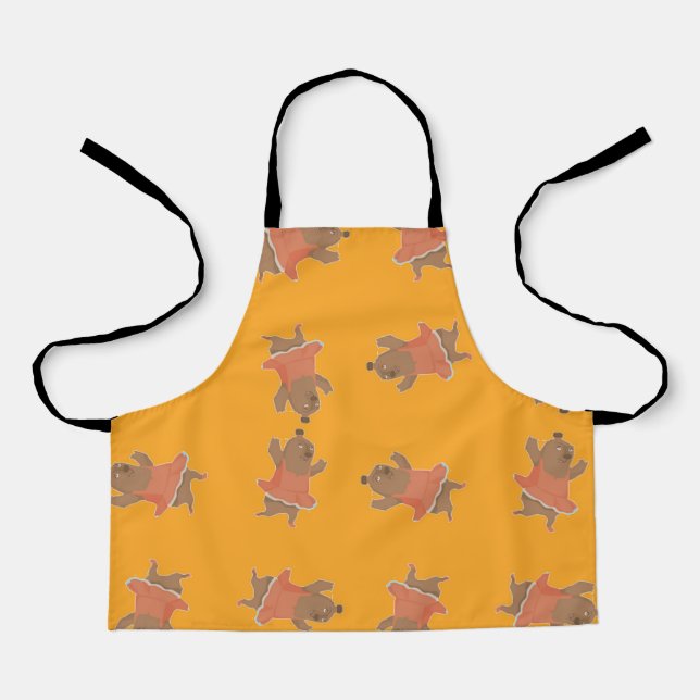 Brown dancing ballerina bear apron (Front)