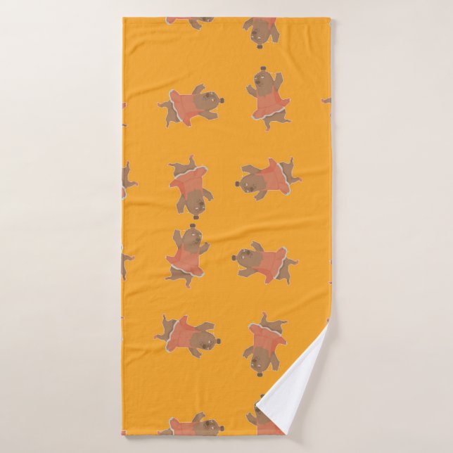 Brown dancing ballerina bear bath towel (Bath Towel)
