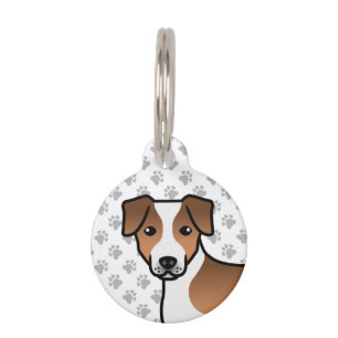 Brown Danish-Swedish Farmdog Cute Cartoon Dog Head Pet Tag