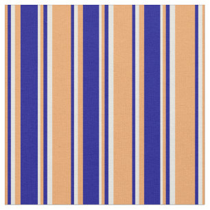 Brown, Dark Blue & Beige Lined Pattern Fabric