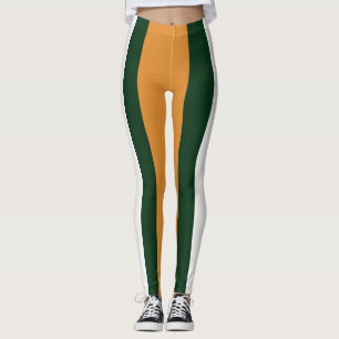 Brown, dark green and white stripes leggings