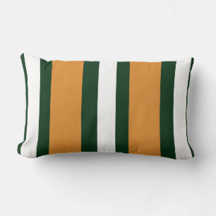 Brown, dark green and white stripes lumbar cushion