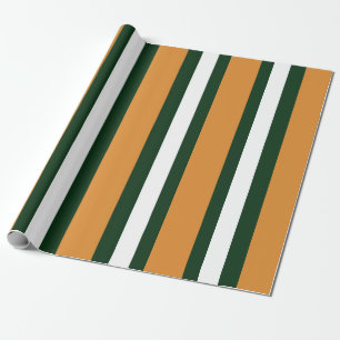 Brown, dark green and white stripes wrapping paper