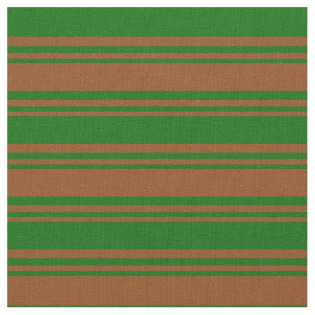 Brown & Dark Green Lined Pattern Fabric (Close Up)