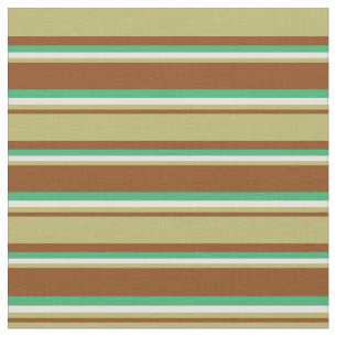 Brown, Dark Khaki, Light Cyan & Sea Green Coloured Fabric
