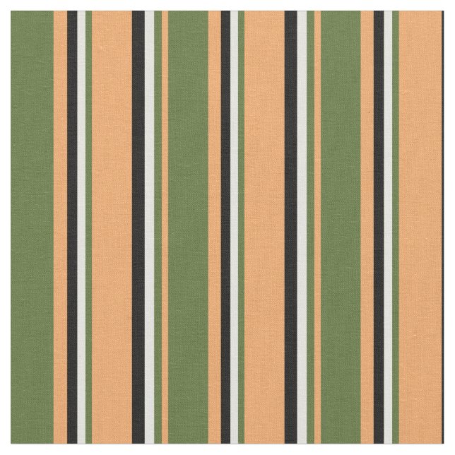 Brown, Dark Olive Green, Light Yellow, and Black Fabric (Close Up)