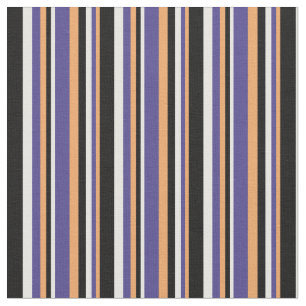Brown, Dark Slate Blue, White, and Black Stripes Fabric