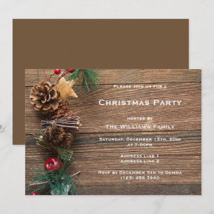 Brown Decorative Christmas Party Invitation