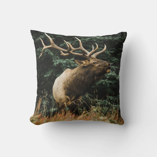 BROWN DEER ON GREEN GRASS DURING DAYTIME CUSHION (Front)