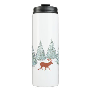 Brown Deer under Snow Covered Spruce Trees   Thermal Tumbler