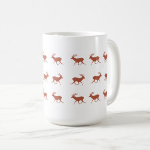Brown Deer Walking Festive Pattern   Coffee Mug