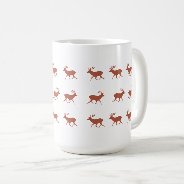 Brown Deer Walking Festive Pattern   Coffee Mug (Front Right)