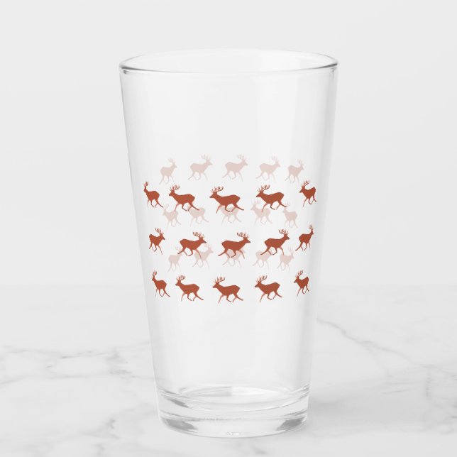 Brown Deer Walking Festive Pattern   Glass (Front)