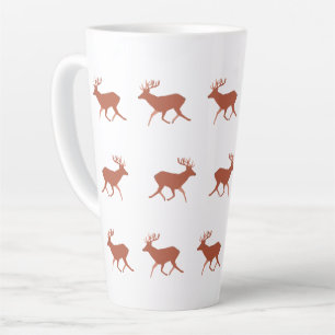 Brown Deer Walking Festive Pattern   Latte Mug