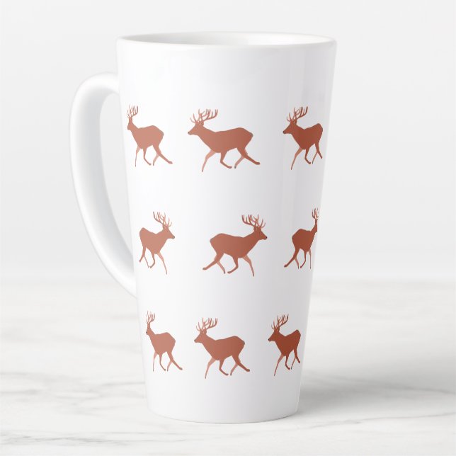 Brown Deer Walking Festive Pattern   Latte Mug (Left Angle)