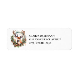 Brown Deer with Antlers Rustic Christmas Address Return Address Label