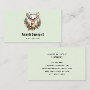 Brown Deer with Antlers Rustic Christmas Business Card