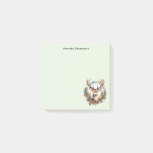 Brown Deer with Antlers Rustic Christmas Post-it Notes