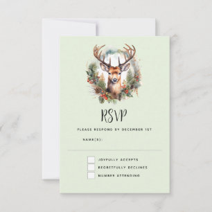 Brown Deer with Antlers Rustic Christmas RSVP Card