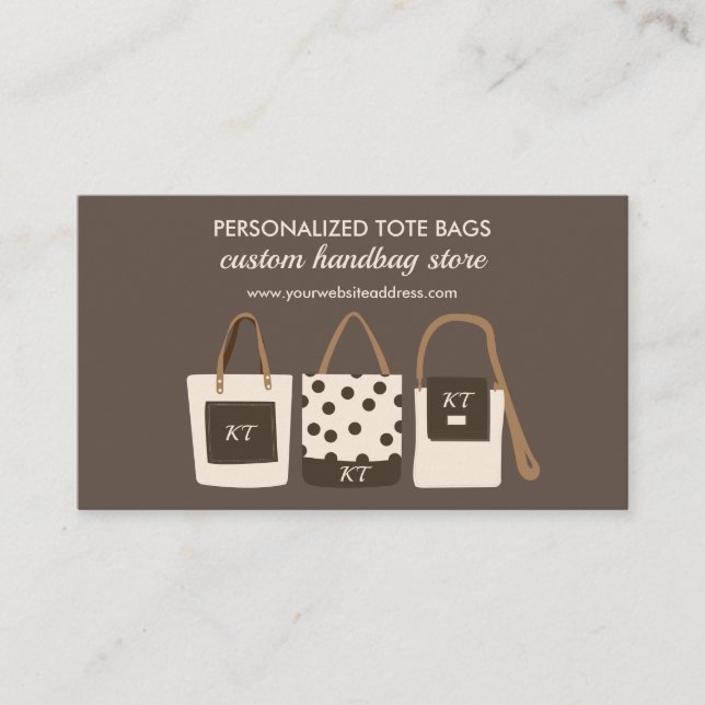 Brown Designer Fashion Accessories Bags Business Card (Front)
