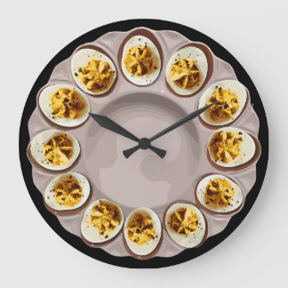 Brown Deviled Eggs Vintage Dish Kitchen Decor Large Clock