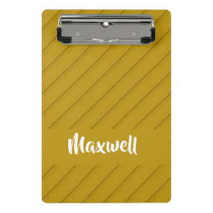 Brown diagonal plastic textured custom name mini clipboard