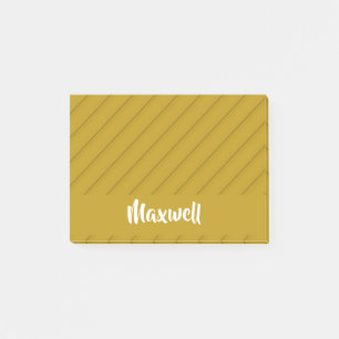 Brown diagonal plastic textured custom name post-it notes