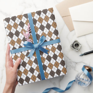 Brown Diamond Argyle Wrapping Paper