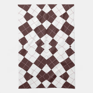 Brown Diamond Chequered Pattern Tea Towel