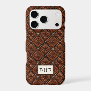 Brown Diamond Leather Monogrammed