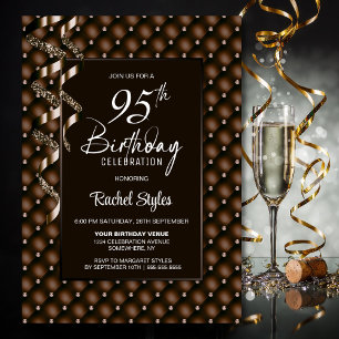 Brown Diamond Pattern 95th Birthday Party Invitation