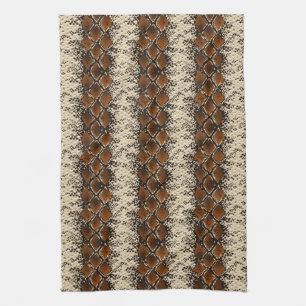 Brown Diamonds Snake Skin Pattern Tea Towel