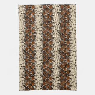 Brown Diamonds Snake Skin Pattern Tea Towel