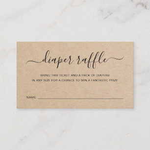 Brown Diaper Raffle Gender Neutral Baby Shower Enclosure Card