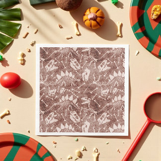 Brown Dinosaur Fossil Pattern  Napkin