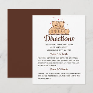 Brown Directions Teddy Bear Wedding Party Invitation