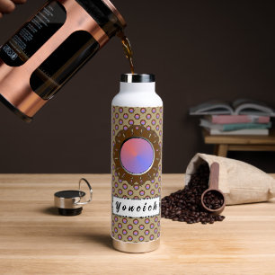 Brown Disc Ribbon by Kenneth Yoncich Water Bottle