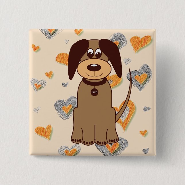 Brown Dog 15 Cm Square Badge (Front)