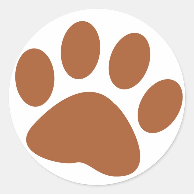 Brown Dog Animal Paw Print Classic Round Sticker (Front)