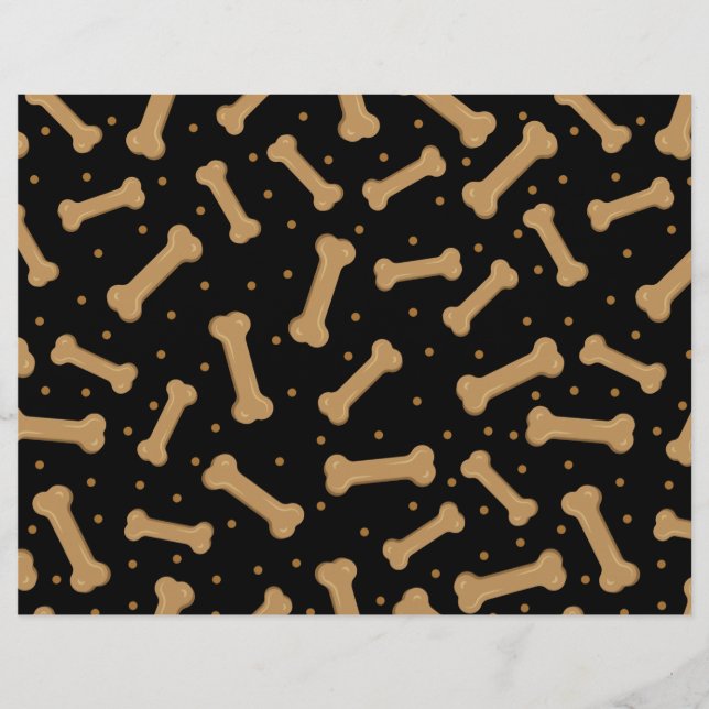 Brown Dog Bone with Black Back Scrapbook Paper (Front)