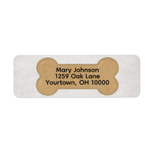 Brown Dog Bone with Text Return Address Label