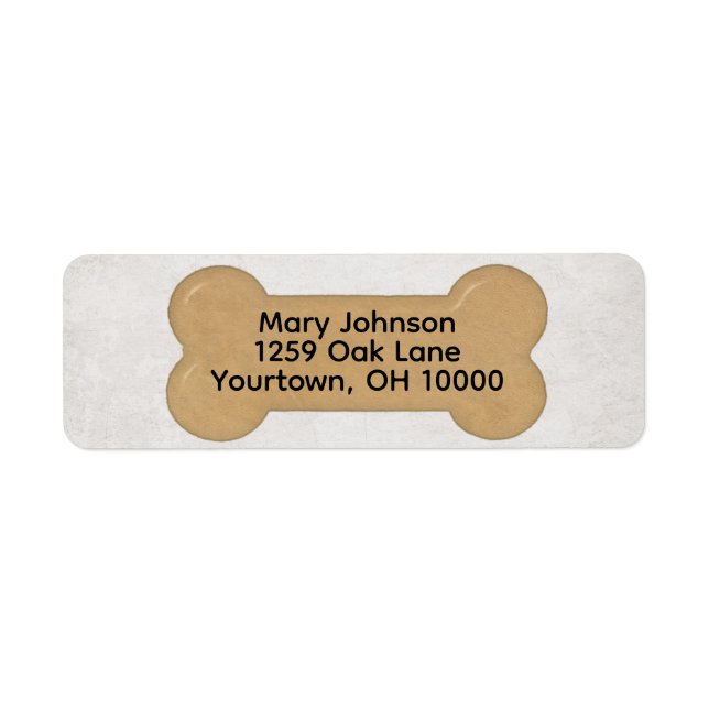 Brown Dog Bone with Text Return Address Label (Front)