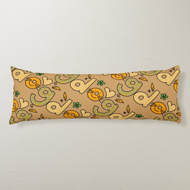 Brown Dog Cartoon Pattern Body Cushion (Front)