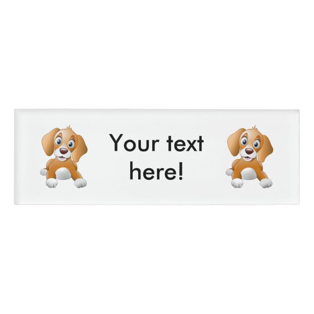 Brown dog clipart name tag (Front)