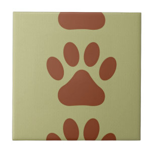 Brown dog paw ceramic tile