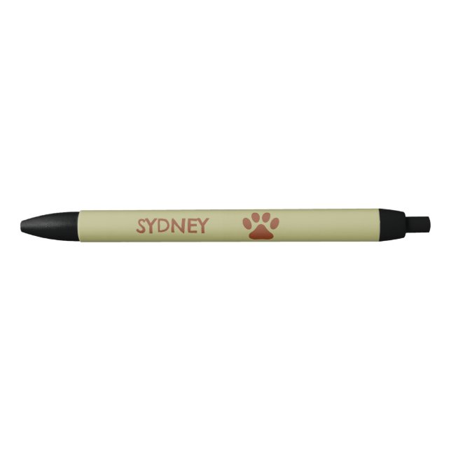 Brown dog paw custom name black ink pen (Front)