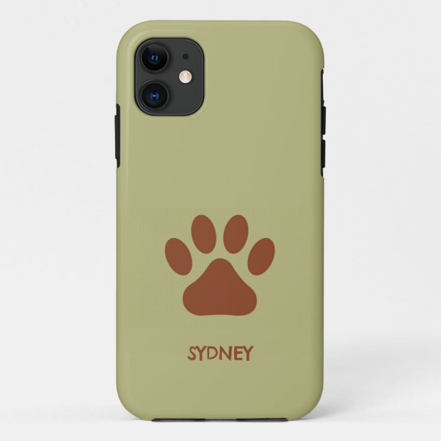 Brown dog paw custom name Case-Mate iPhone case (Back)