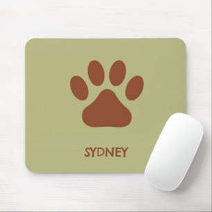 Brown dog paw custom name mouse pad