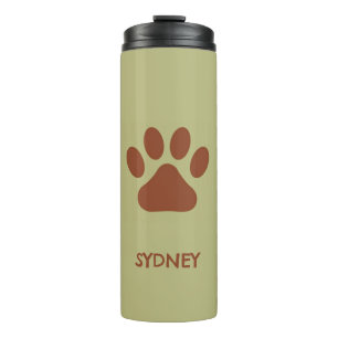 Brown dog paw custom name thermal tumbler